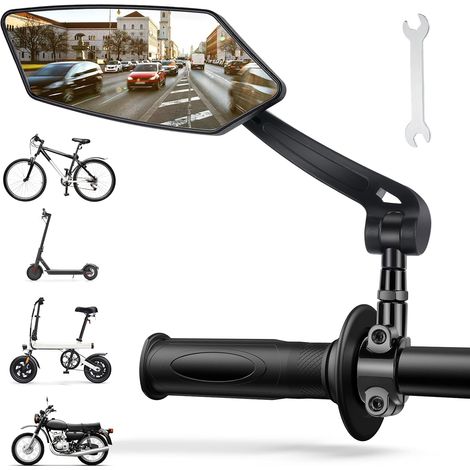 Espejo retrovisor HD gran angular para patinete eléctrico, a prueba de explosiones, ajustable 360° para manillares de 22-25 mm, accesorios para bicicletas y motocicletas, lado izquierdo (1/5)