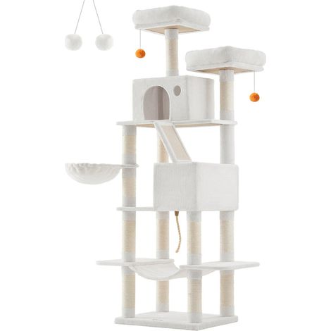 Grande albero per gatti con torre da gioco 206 cm grigio chiaro 120005990