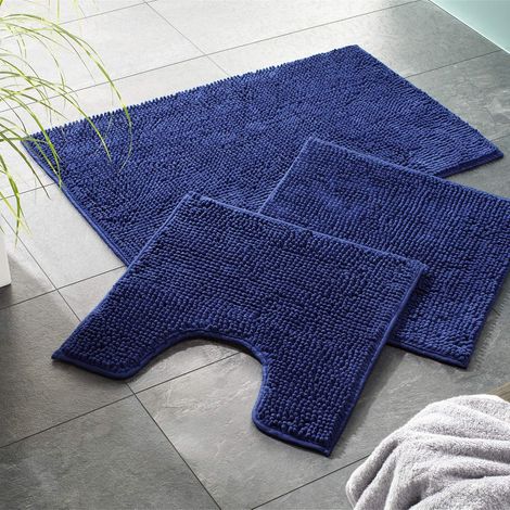 Badematte 45x45 cm Mikrofaser, rutschfest, maschinenwaschbar, dunkelblau, Badezimmer (1/5)