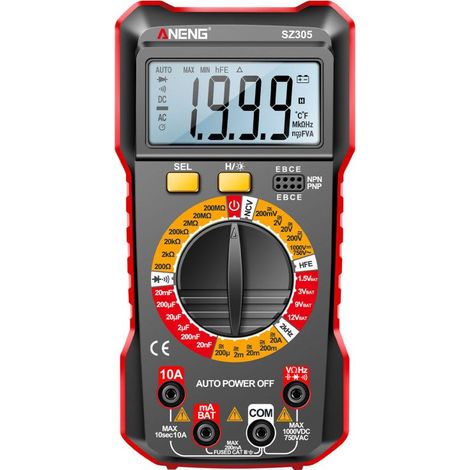 Multimètre ANENG SZ305 – Testeur Condensateurs – Voltmètre – Ohmmètre – hFE – Précis (1/5)
