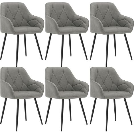 WOLTU Juego de 6 Sillas Modernas de Cocina o Salón Acolchadas con Patas de Metal. en PU vintage gris oscuro (1/5)