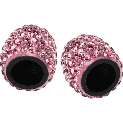Lot de 8 bouchons de valve de pneu de voiture faits main avec strass scintillants, universels et attrayants pour la personnalisation (rose). (1/5)