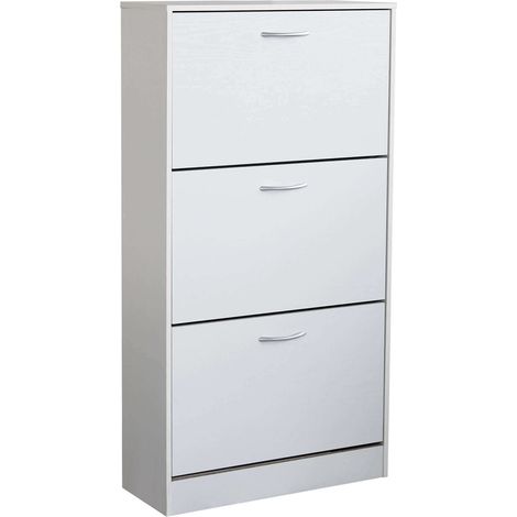 Scarpiera da interno a 3 ante in legno con doppio scomparto Flora - White (1/5)