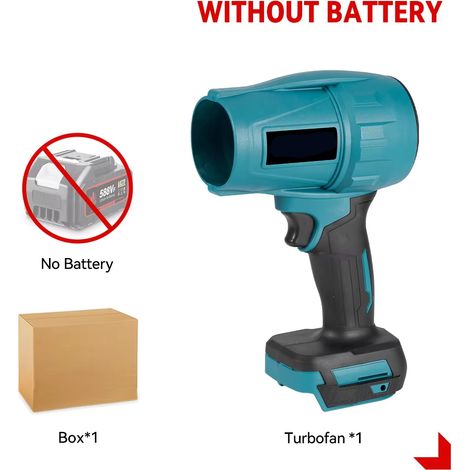 Souffleur turbo 2000W – 200 m/s – Sans fil – Nettoyage feuilles/neige – Pour batterie Makita – Sans accus (1/5)