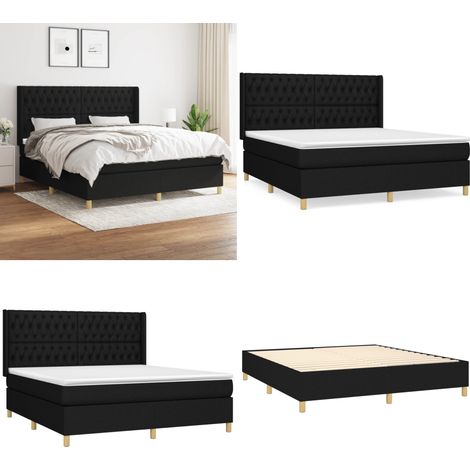 Boxspringbett mit Matratze Schwarz 180x200 cm Stoff - Boxspringbett - Doppelbett - Schlafsystem - Bettenrahmen - Massivholzbette - Home & Living (1/5)