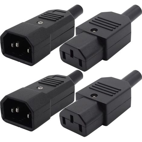 4pcs IEC 320 C14 Mâle Prise à C13 Femelle Prise,IEC C14 Kettle Plug,Ordinateur imprimante Moniteur Plug,Secteur Connecteur (1/5)