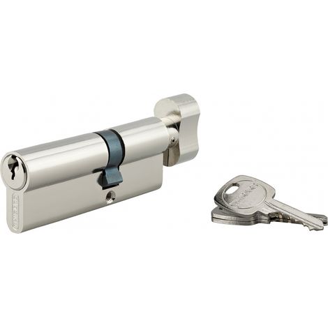 Thirard – Cylindre de serrure à bouton STD UNIKEY 30x50mm – 3 clés – 5 goupilles – Laiton nickelé – Système clé unique (1/5)