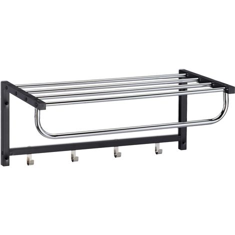 Perchero de pared multifuncional moderno pasillo 60 x 20 x 12 cm de metal negro 130008544 (1/4)
