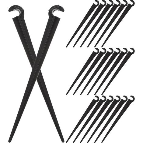 100 schwarze Kunststoff-Tropfbewässerungspfähle für 1/4-Zoll-Schläuche – Präzise Verankerung und flexible Positionierung für die Reihenbewässerung im Garten (1/5)