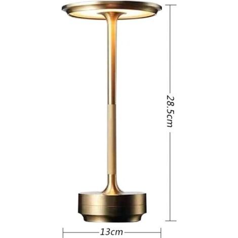 Berührungsempfindliche Nachttischlampe mit einstellbarer Helligkeit, minimalistische Nachttischlampe fürs Schlafzimmer, kabellose Tischlampe mit 2000 mAh und Touch-Steuerung, Gold (1/5)