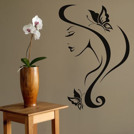 Sticker Mural - Visage Papillons - 17x25 cm - Noir (1/3)