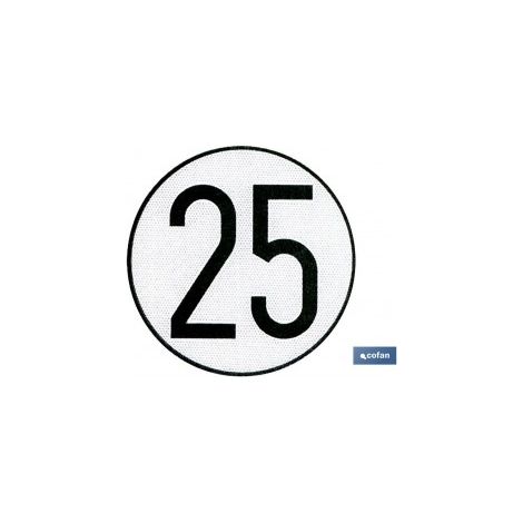 Plaque de vitesse homologuée V-4 25 km/h, diamètre 200 mm, pour véhicules spéciaux.