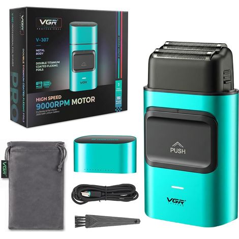 Shaver Homme Sans Fil, Rasoirs à Grille Homme Avec Double Grille En Titane, Rasoir Electrique Avec Moteur 9000 Tr/Min, Foil Shaver Avec Indicateur De Recharge USB, Vert (1/5)