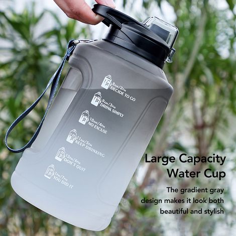Gobelet de Sport Extérieur 1500ml Anti-Chute en Plastique Dégradé Gris Grande Capacité (1/5)