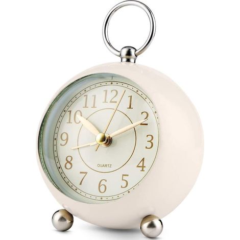 Réveil silencieux de chevet, sans tic-tac, analogique, à piles, style rétro et simple, pour chambre ou bureau.
