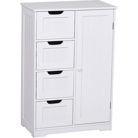 MOBILETTO DA BAGNO CON ANTA E CASSETTI 56 X 30 X 83 CM BIANCO (1/5)