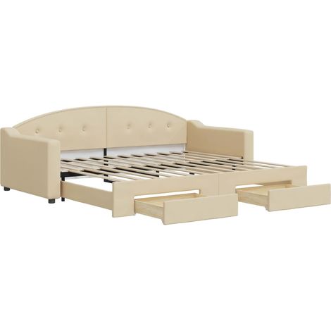 Maison Exclusive - Tagesbett Ausziehbar mit Schubladen Creme 90x2