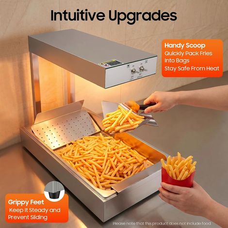 Chauffe-frites 750 W - En acier inoxydable - Pont chauffant avec éclairage - Pour chips, aliments frits (1/5)