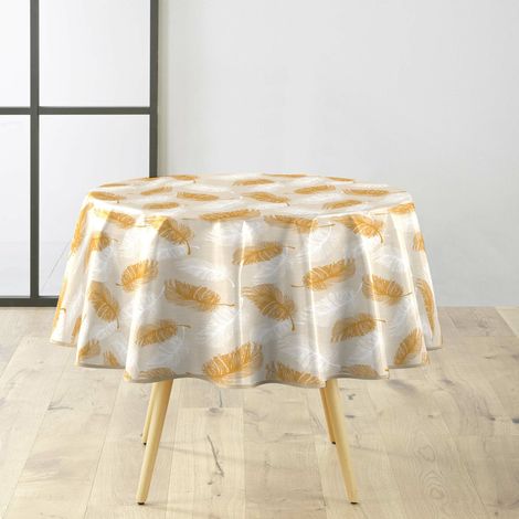 Nappe ronde Ø160 cm PVC imprimé – Finition biais – Paillette Sarina (1/3)