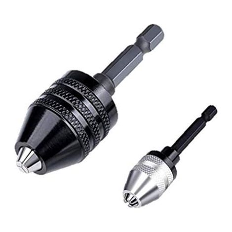 Mandrin de perceuse à tige hexagonale sans clé – 2 adaptateurs à changement rapide (0,6–8 mm, 0,3–3,6 mm) (1/5)