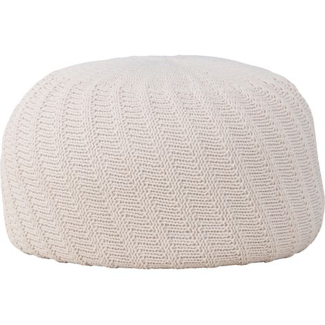 Pouf Rond Design "Ted" 45cm Blanc Cassé (1/5)