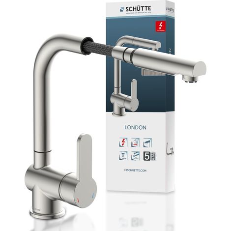Robinet Cuisine Basse Pression avec Douchette Extensible Mitigeur, Rabattable Mitigeur Robinet Evier de Cuisine Douchette, Rotative à 360° Froid (1/5)