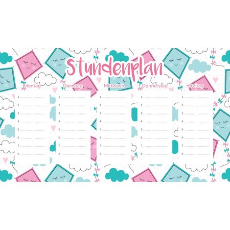 Piano di lezione magnetico: aquiloni blu e rosa, 30x17,5 cm