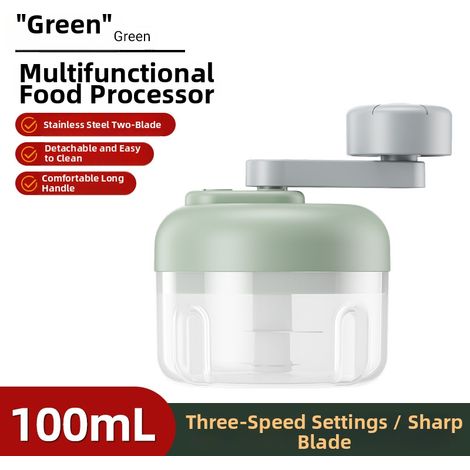 Picadora de ajo manual multifuncional de 100 ml con tres niveles ajustables, color verde - OTRO
