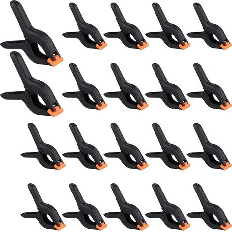 Lot de 20 colliers de serrage polyvalents - Pinces à ressort en nylon de 15,2 cm pour le travail du bois, le bricolage, le studio photo et les travaux manuels, largeur d'ouverture de 65 mm (1/5)