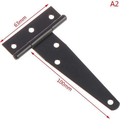 (A2) Quincaillerie pour charnières triangulaires en forme de T peintes en noir, pour portes et portails en bois de placards et abris de jardin. (1/5)