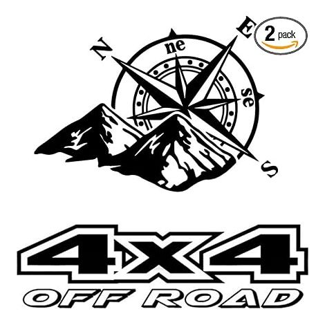 Mountain Compass Stickers for Car Hood, 4X4 OFF ROAD 4WD PickUp Vinyl Stickers, Bodywork, Side Door, Car Decals (1/5)
