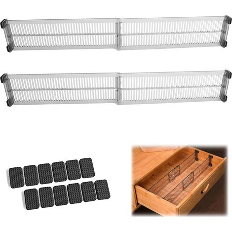 4-teiliges Set verstellbarer Schubladeneinsätze – Aufbewahrungsorganizer für Küche, Büro und Badezimmer, transparente Kunststoff-Schubladeneinsätze, ideal zur Organisation Ihrer Räume (1/5)