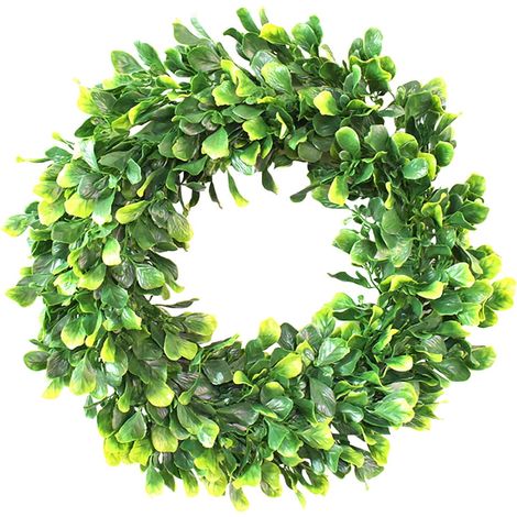 Guirlande Artificielle - Couronne De Feuillage Eucalyptus - Décoration Porte Extérieure Intérieure - Diamètre 40 Cm - 1 Pièce (1/5)