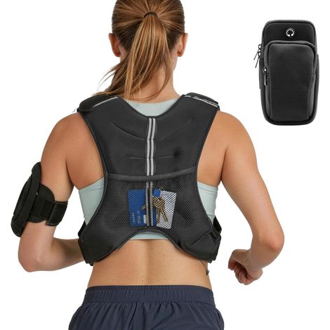 Gilet lesté 30 lbs avec bandes réfléchissantes, boucle ajustable pour hommes et femmes, équipement d'entraînement pour musculation, course, fitness et perte de poids. (1/5)