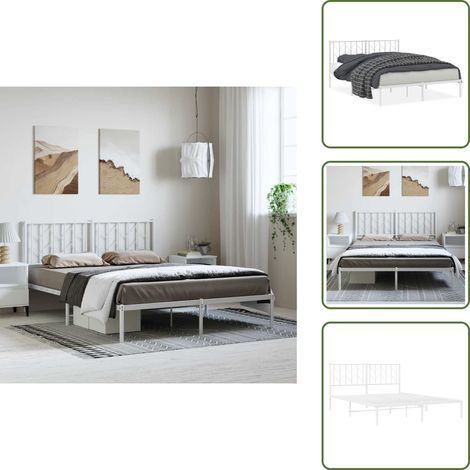 Letto con spazio sottostante - vidaXL Giroletto con Testiera Metallo Bianco 150x200 cm - Letto con supporto schiena