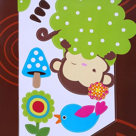 Lot de 2 stickers muraux arbre avec toise enfant, déco murale autocollante amovible pour mesurer la taille, design chouette, 100cm, pour chambre d'enfant. (1/3)