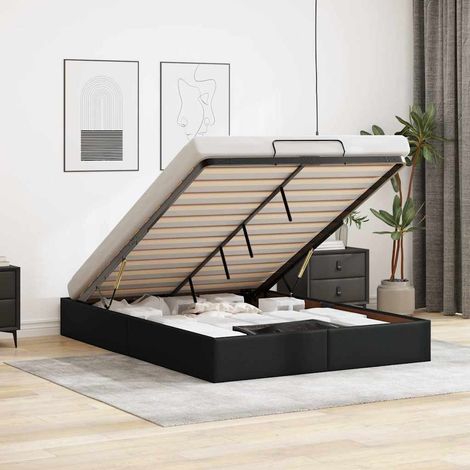 Estructura de cama otomana sin colchón negro 140x190 cm
