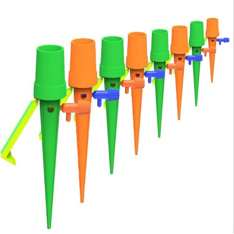 Filiyano – Kit d'irrigation goutte à goutte à 12 pointes, arrosage automatique pour plantes d'intérieur et d'extérieur, vert, orange, 24 x 14 x 3,5 cm (1/4)