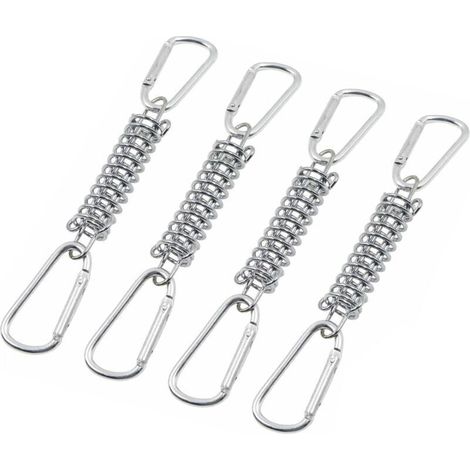 Boucle Ressort Tension Fixation Store - Voile D'ombrage Fixations Accessoires en Acier Inoxydable avec 4 Ressorts HéLicoïdaux 8 Mousquetons pour Tentes Auvents Camping, 4 Pcs (1/4)
