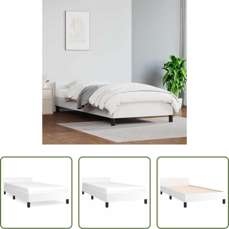 Kopfteil - Bettgestell mit Kopfteil ohne Matratze Weiß 100x200 cm (1/5)
