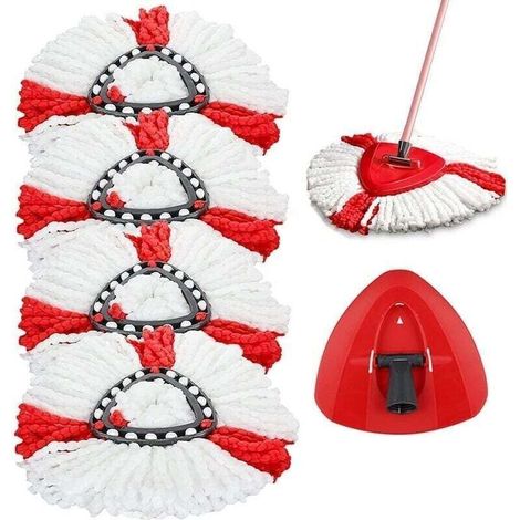 4pcs Tte de Serpillre de Rechange en Microfibre+1 Tte de Vadrouille Compatible avec Vileda 2-en-1 Turbo Mop,O-Cedar (1/4)