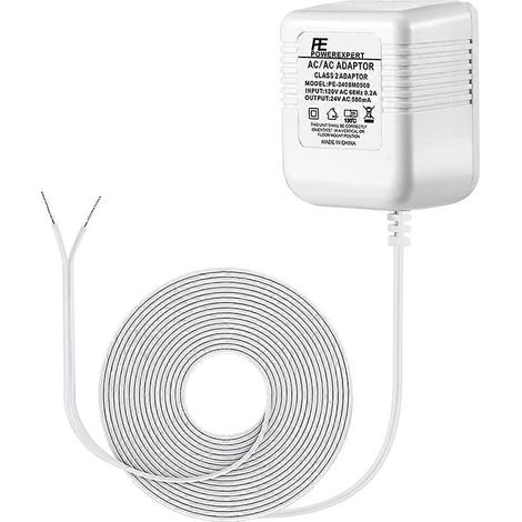 Transformateur de sonnette vidéo 24 V pour Ring, alimentation par câble C de 5 m (16,4 pi), compatible avec la plupart des sonnettes vidéo (États-Unis). (1/5)