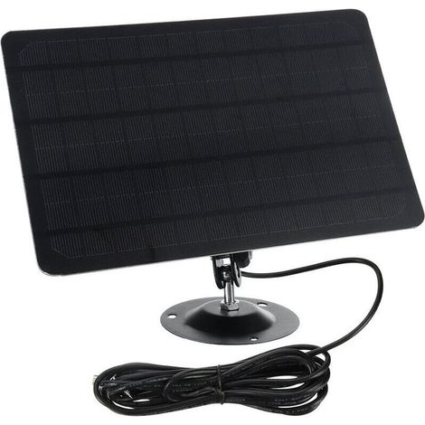 Panneau solaire micro USB 10 W 5 V 2000 mAh, rotation à 360 degrés, étanche, montage mural, panneau solaire en silicium monocristallin pour caméra USB, noir (1/5)