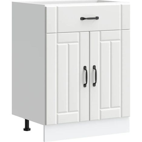 Mobile da cucina moderno con ante e cassetto 60 x 46 x 81,5 cm legno composito bianco 020050082