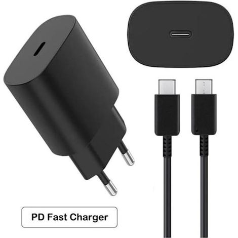 Das Samsung 25W Schnellladegerät, das mit einem 2 Meter langen USB-C-Datenkabel geliefert wird, ist ein ultraschneller Ladeadapter für die Galaxy S24, S23 und S22 Ultra und dient gleichzeitig als Stec (1/5)