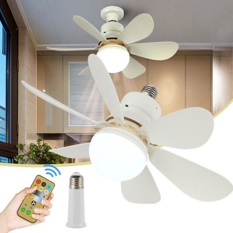 Ventilateur de plafond - ROLEADER - avec LED lampe et télécommande - 3 vitesses vent - Douille E27 et rallonge - 30W-Ywey (1/4)