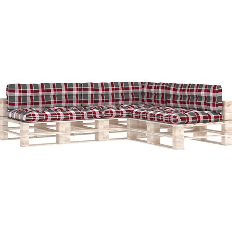 Maison Exclusive - Palettensofa-Auflagen 7 Stk. Rot Karomuster