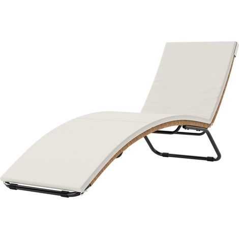 Outsunny Chaise Longue da Esterno in Rattan e Acciaio 75x57x80 cm Crema