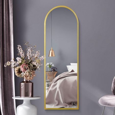 Grand Miroir Mural Moderne en métal doré Pleine Longueur : 160 x 53 cm – Convient pour Chambre à Coucher, Salon, Dressing et espaces de Vie. (1/5)