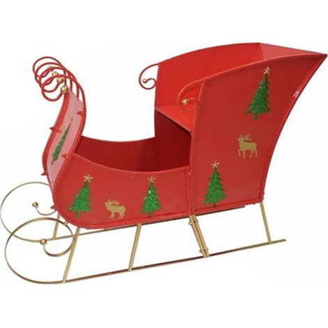 Slitta rossa di Babbo natale in metallo Grande cm140x100x56 allestimento vetrine decorazioni natalizie mercatini (1/5)